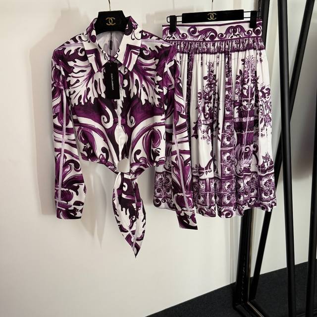 Style No. 20254051 Dg* New style suit, retro pattern print tied waist short lon