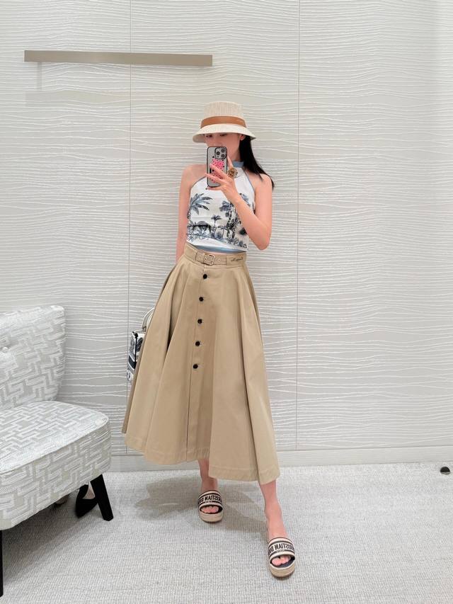 Dio* 25Ss Spring and Summer New Single-breasted Letter Belt Skirt | Exclusive Hi
