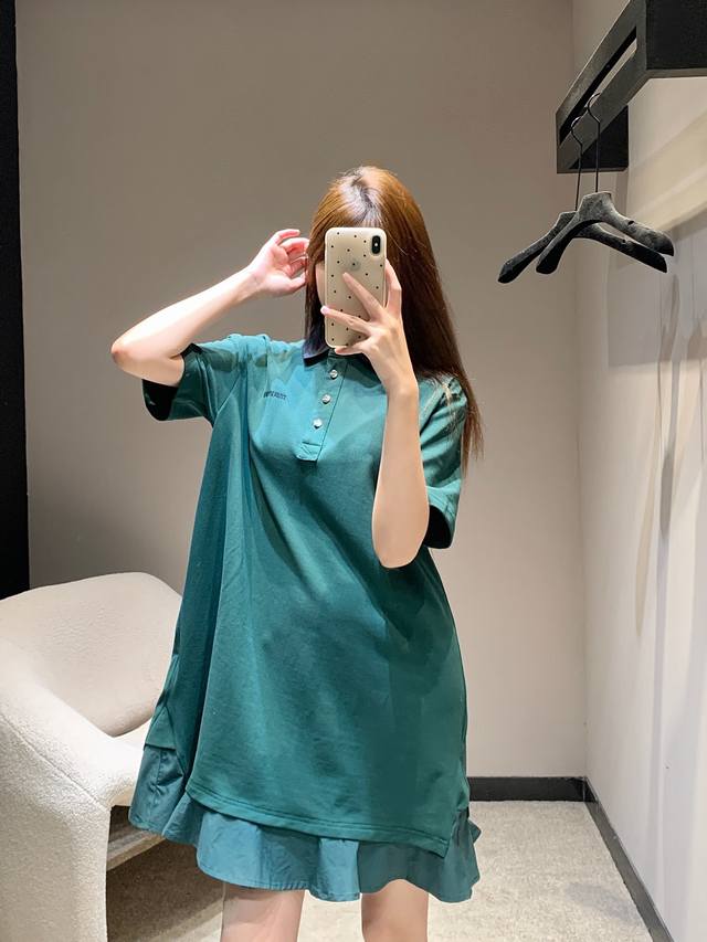 Miumi* 25Ss Spring and Summer new style lapel short-sleeved Polo collar dress |