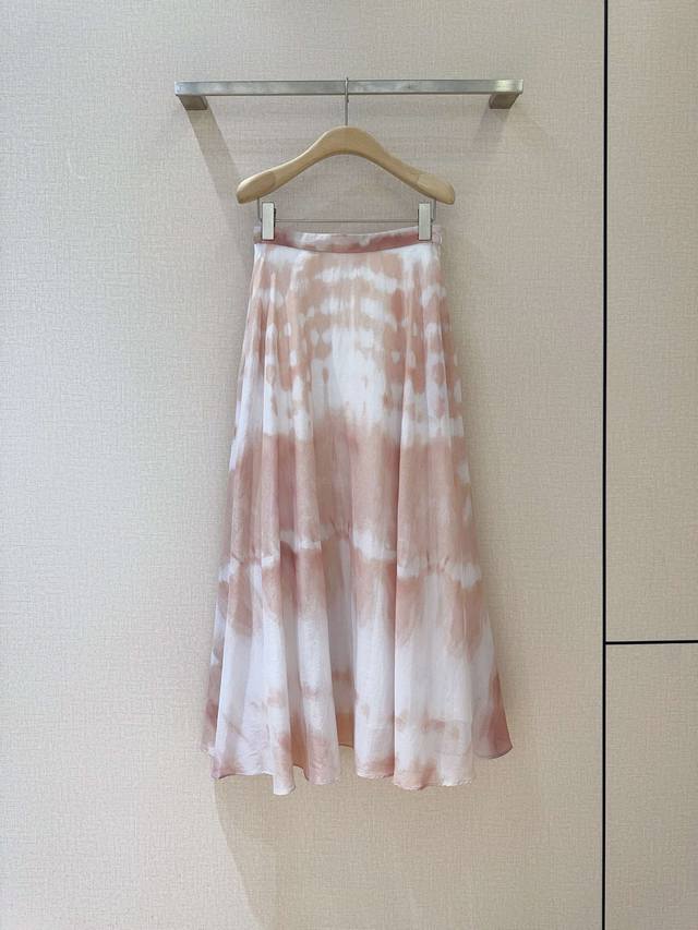 D's new style skirt recommendation Mid-length high waist tie-dye pattern skirt,