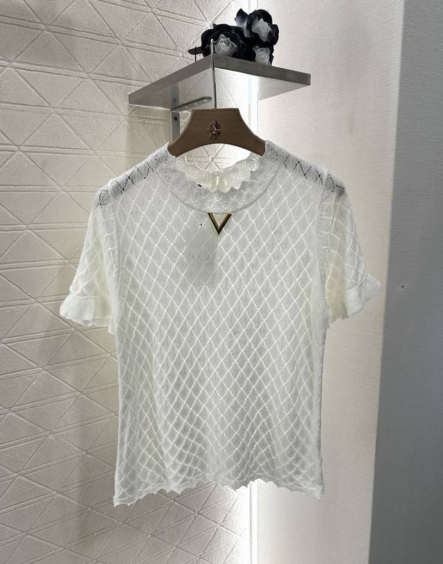 Valentin*2025 New arrivals Diamond lace knitted short sleeves Customized Yb wool