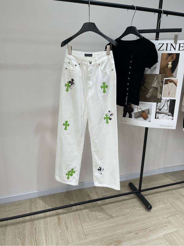 Chorme Heart white cross denim trousers DDD, fabric: pure cotton denim Color: w