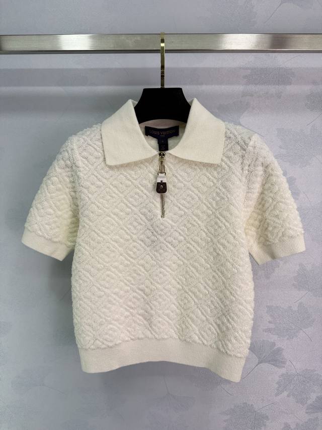 Lou25 Early autumn new white diamond knitted lapel short sleeves, Yb custom yarn