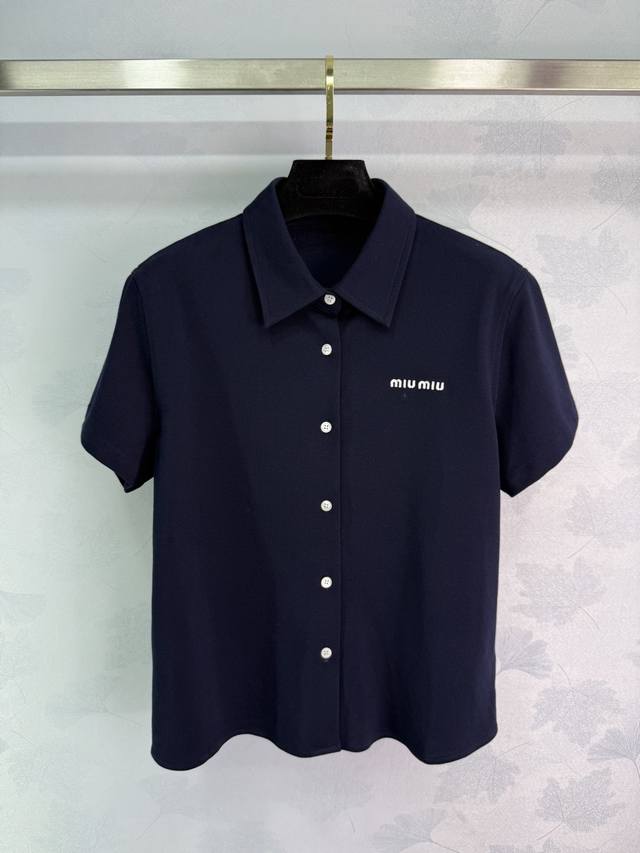 Miu style outfit 25 spring and summer new style micro-logo embroidered pique cot