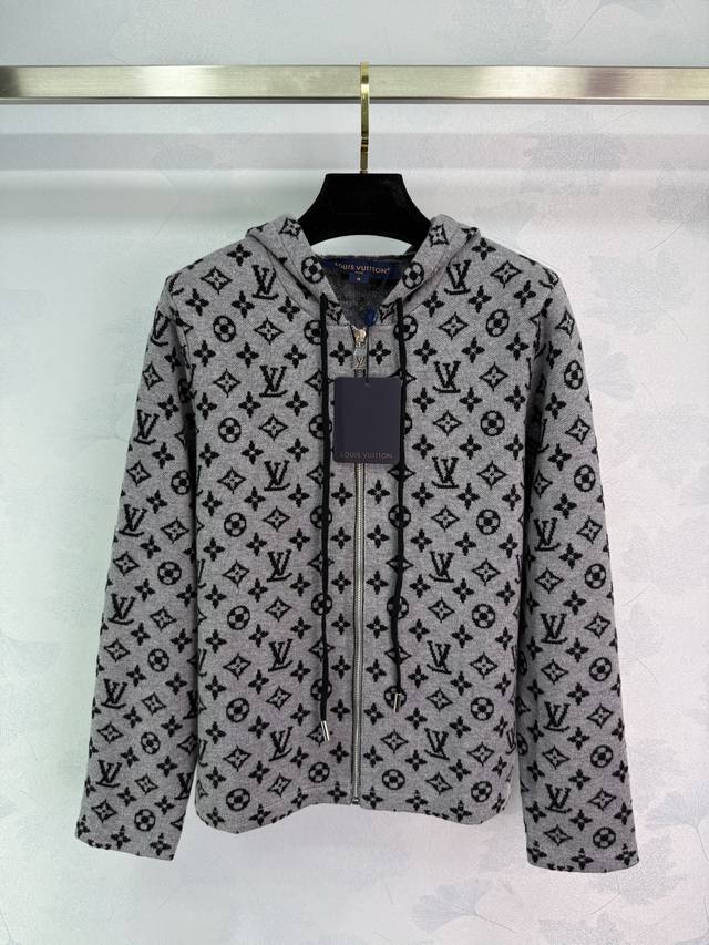Louis Vui*Ton 2025 Early Fall Newest Collection! Hooded jacquard knitted cardiga