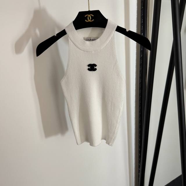 Style No. 20253995 Chane* new Chanel logo halter neck knitted vest, white, red,