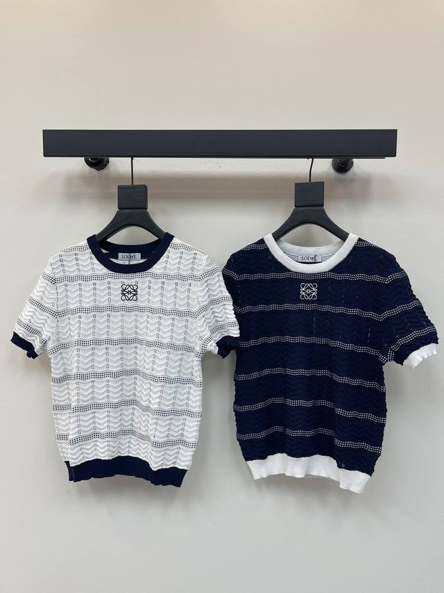 Loew*25 New contrast color hollow knitted short sleeves! Customized Yb imported