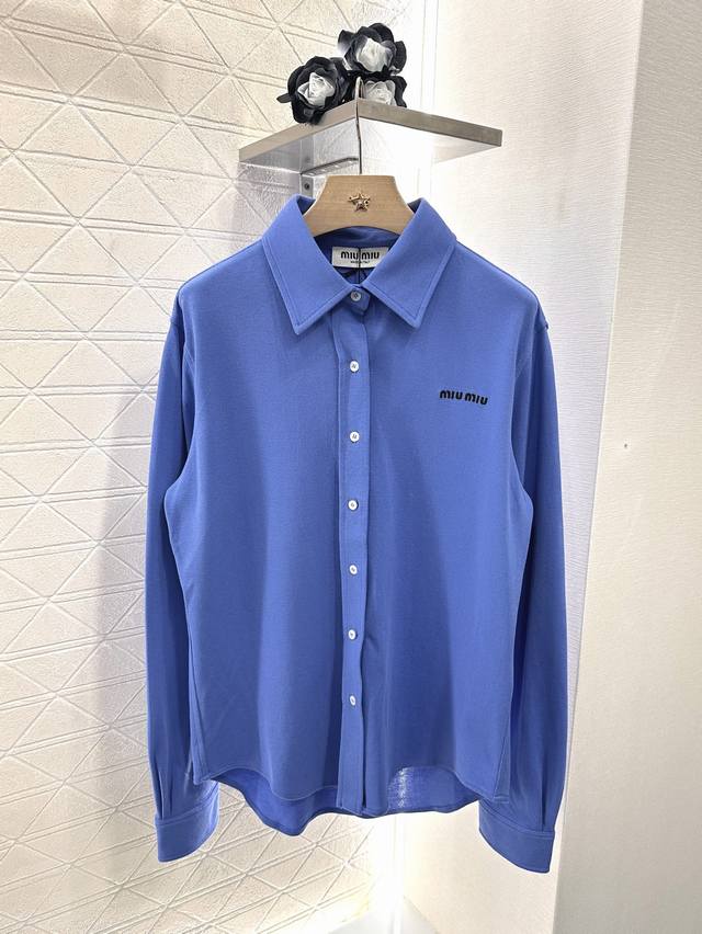 Miumi*2025 New arrivals Lapel long-sleeved shirt Customized Yb Zhudi pure cotton