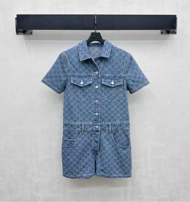 Gucc*2025 New arrival Jacquard denim jumpsuit Customized Yb imported jacquard de