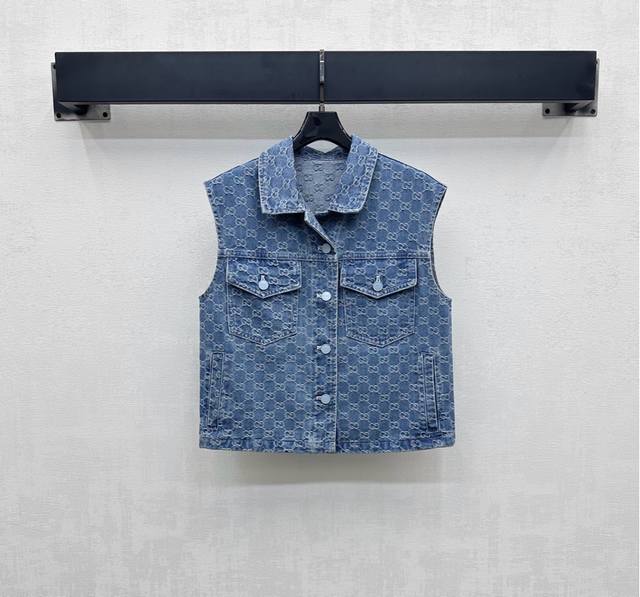Gucc*2025 New arrival Jacquard denim vest customization Yb imported jacquard den