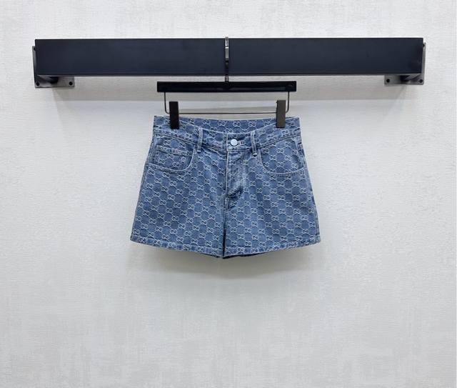Gucc*2025 New arrival Jacquard denim shorts Customized Yb imported jacquard deni
