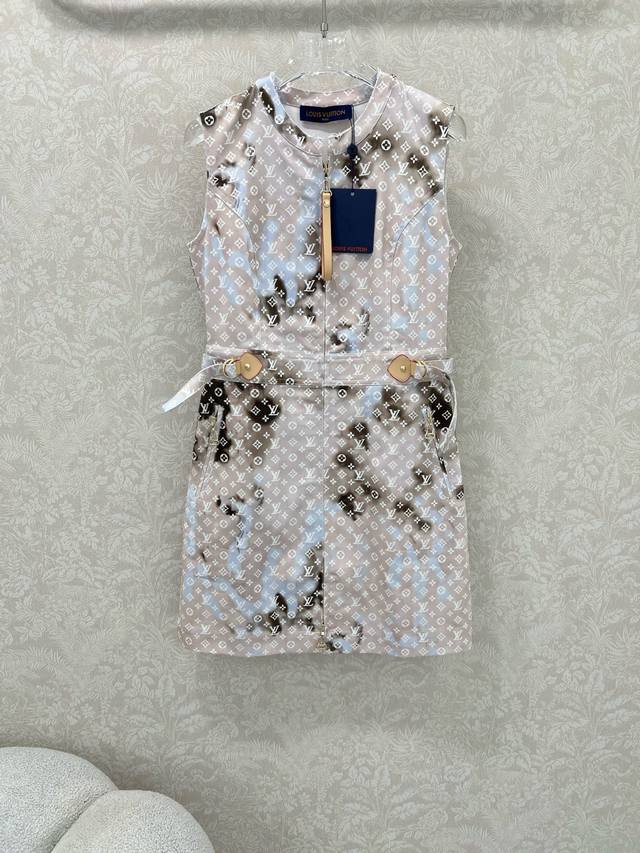 Louis Vuitt*N25 Early Autumn new vest dress with classic floral print, custom-ma