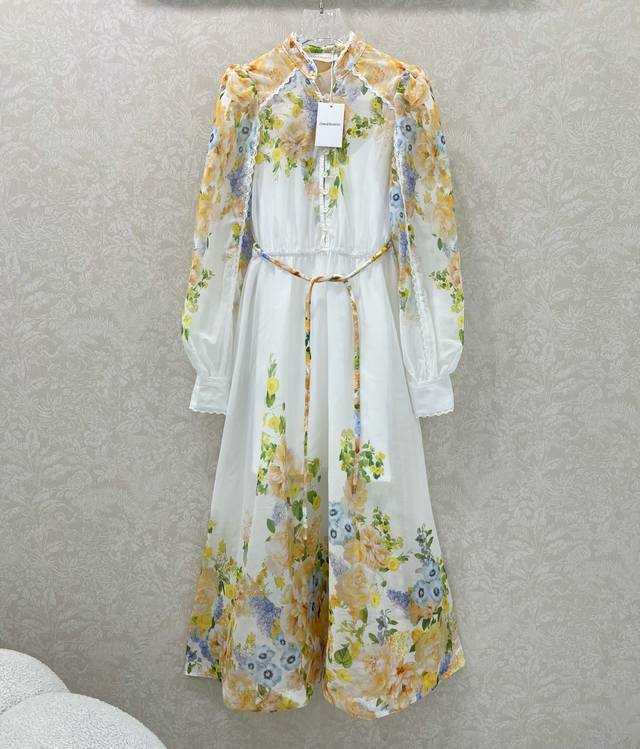 Zimmerman*Zimmerman 25 new Baihua series long dress with lace, stand-up collar a