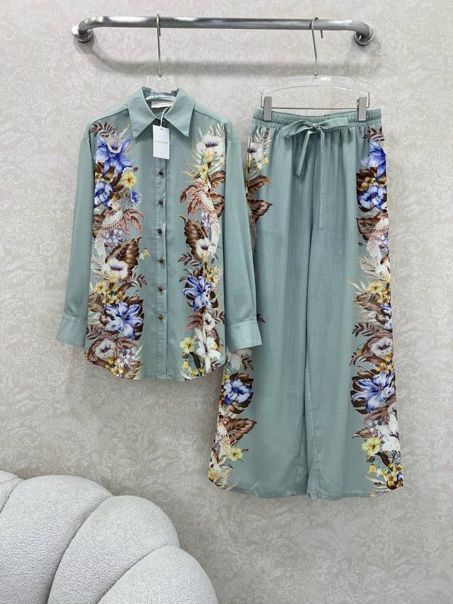 Zimmerman*Zimmerman 25 new suit lapel printed shirt + waistband tie trousers sui