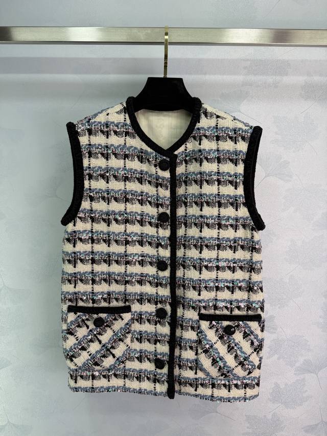 Chane*25 New French Chanel style sequined checkered vest in the autumn and winte