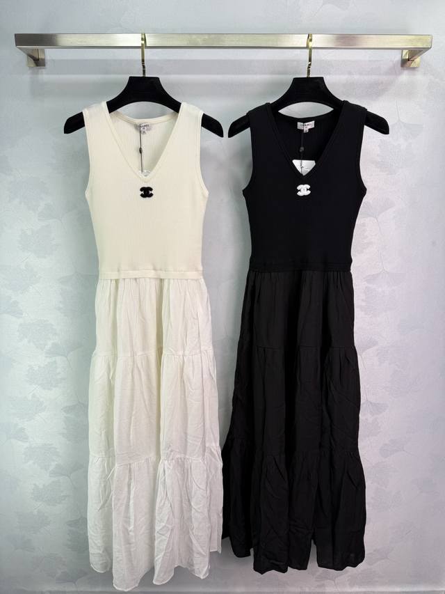 Chane*2025 Spring and Summer new knitted splicing suspender long skirt Customize