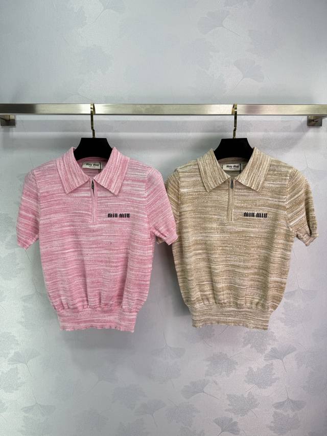 Miumi*2025 Spring and Summer latest series! Lapel knitted short sleeves! Custom