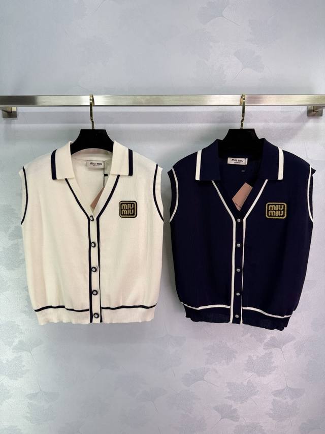 Miumi* The latest series for spring and summer 2025! Lapel knitted vest! Custom