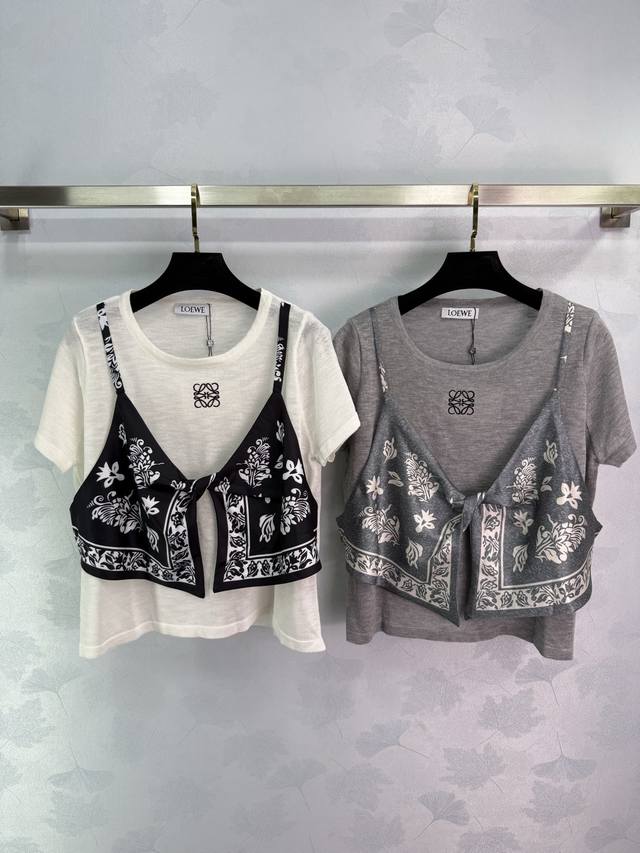 Loew*2025 Spring and Summer latest series! Contrast color fake two-piece knitted