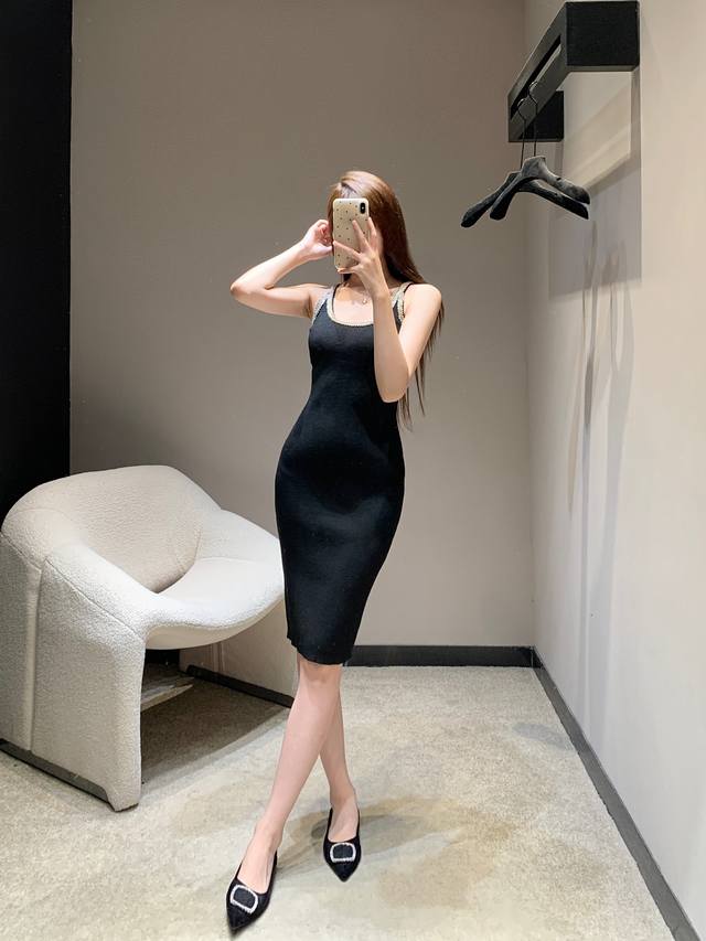Chane* 25Ss Spring and Summer new diamond glitter slim sexy suspender dress | Ex