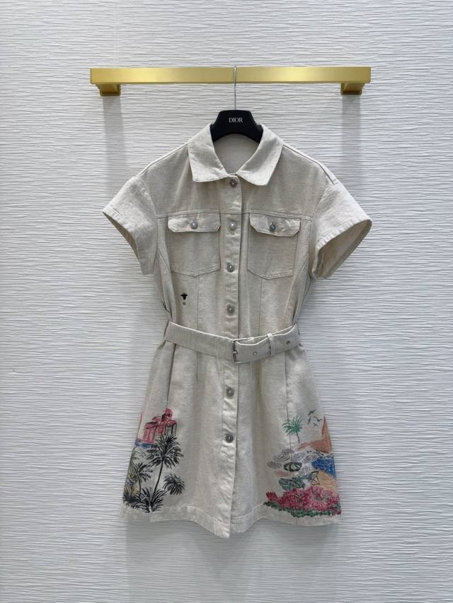 Christian Dio* 2025Ss new dress Yb linen and cotton print, high-end and full of