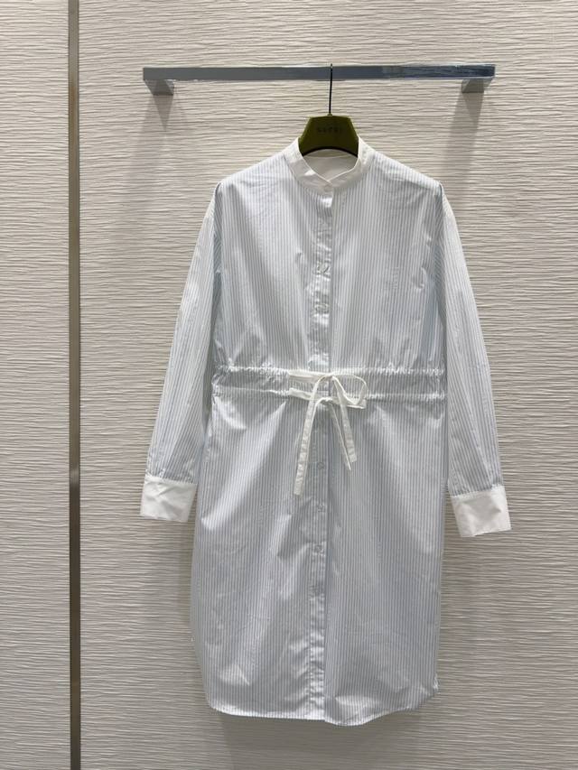 Gucc* 2025Ss new striped shirt dress is full of fashion and high-end feeling. It