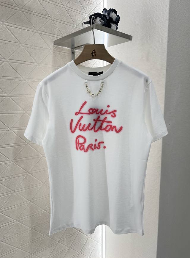 Louis Vuitto*2025 new arrivals chain round neck print custom Yb mercerized cotto