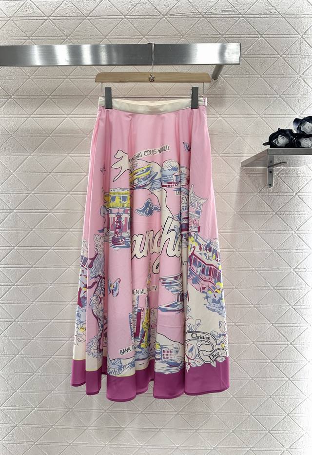 Dio*2025 New arrivals Printed city street scene skirt Customized Yb imported twi
