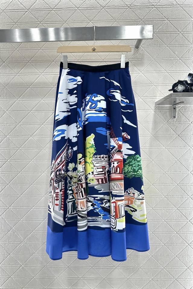 Dio*2025 New arrivals Printed city street scene skirt Customized Yb imported twi