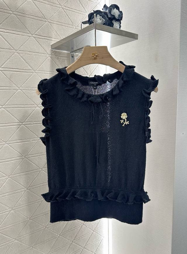 Chane*2025 New arrivals Fungus lace-up vest with brooch Customized Yb cotton yar