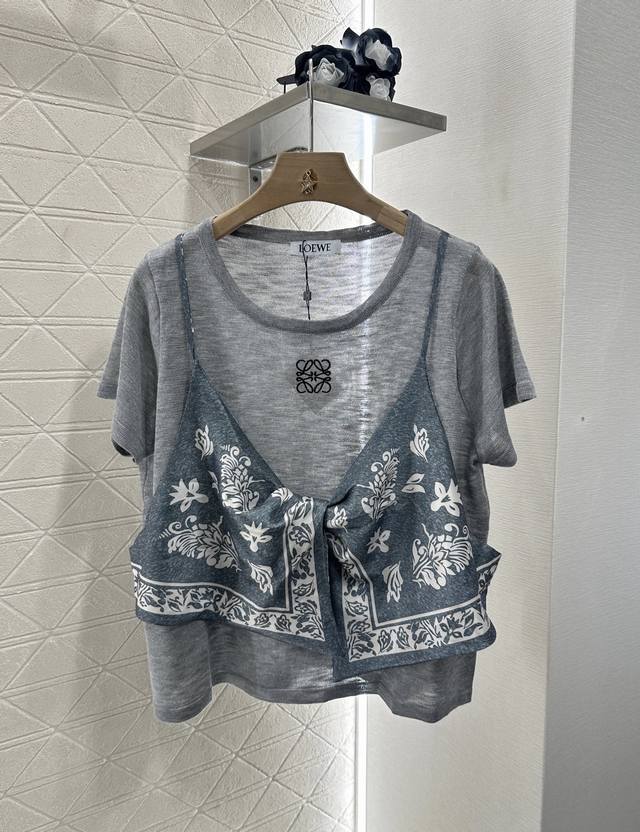 Loew*2025 New arrivals Ethnic print knitted tops Customized Yb linen yarn woven