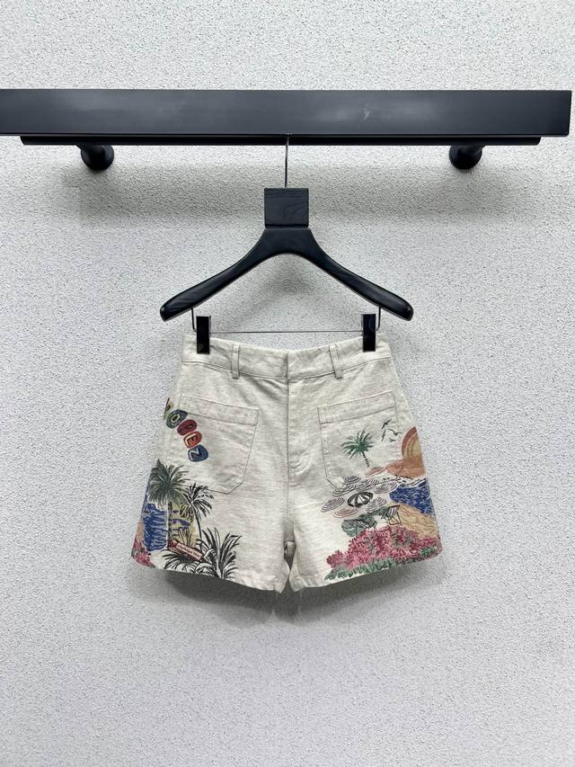 D Cotton and Linen Printed Shorts Yb Custom Fabric Fashionable Low-key Temperame