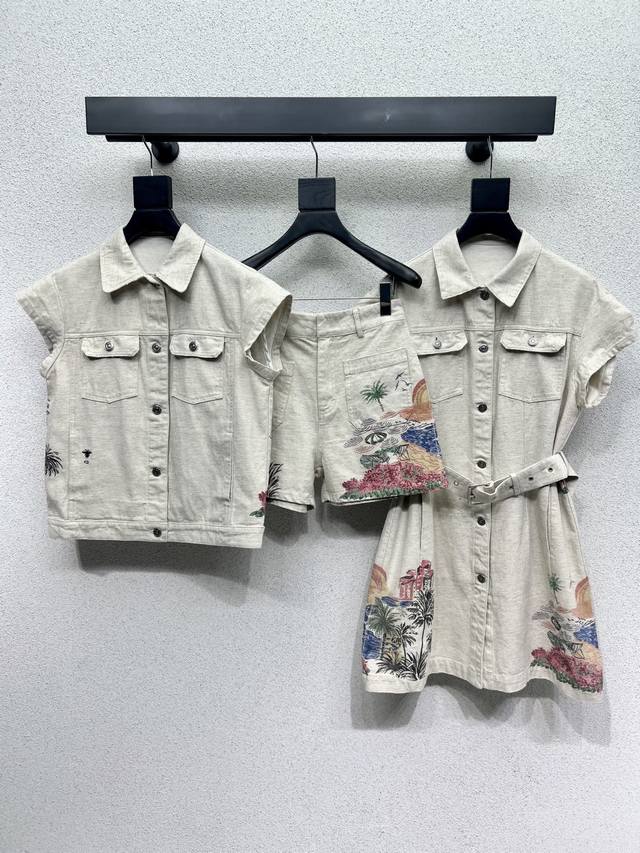 D Cotton and Linen Printed Bee Short Sleeve Jacket Yb Custom Fabric Fashionable