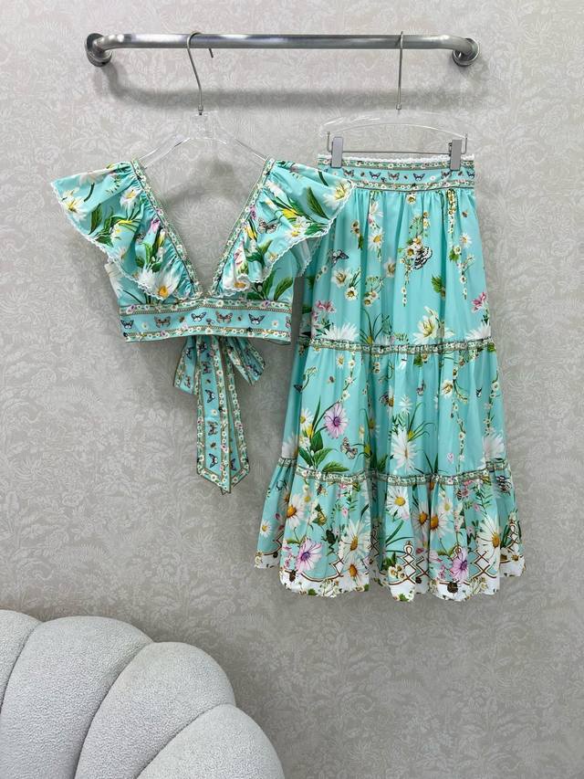 Camilla Australian local brand Camilla 25 new printed back tie suit V-neck top l