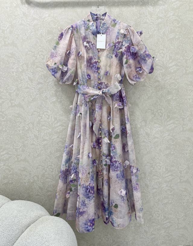 Zimmerman*Zimmerman 25 new two-piece dress with stand-up collar and beading, mat
