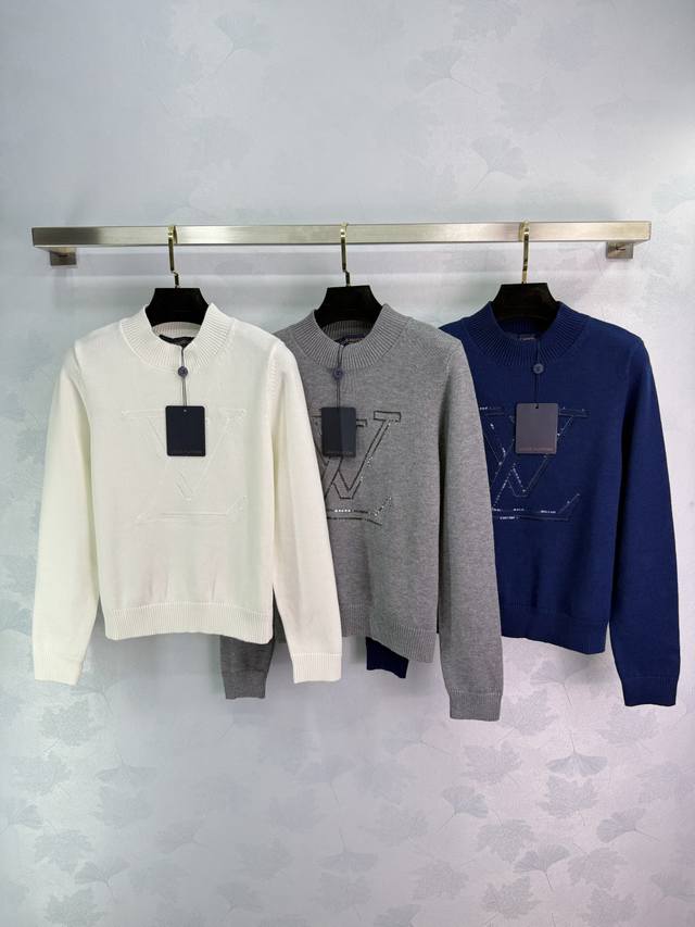 Lou*25 Early autumn new knitted round neck long sleeves collar cuffs hemming des