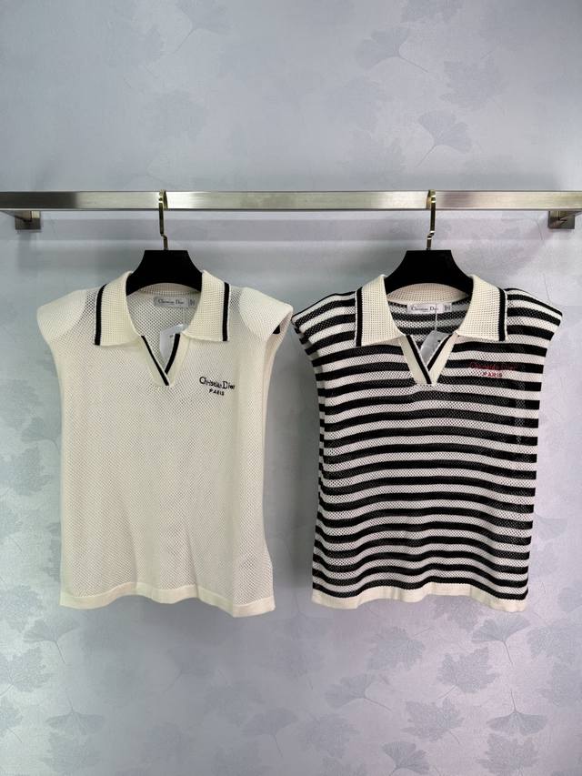Dio*2025 Spring and Summer new sleeveless knitted Polo shirt, comfortable and br