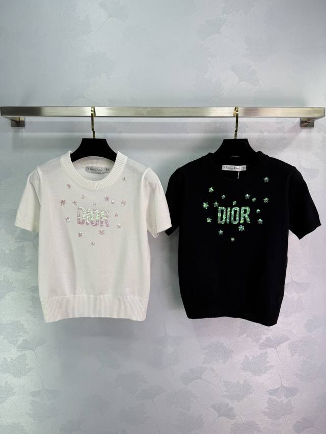Dio*25 Spring and summer new style star letter knitted short sleeves, starry seq