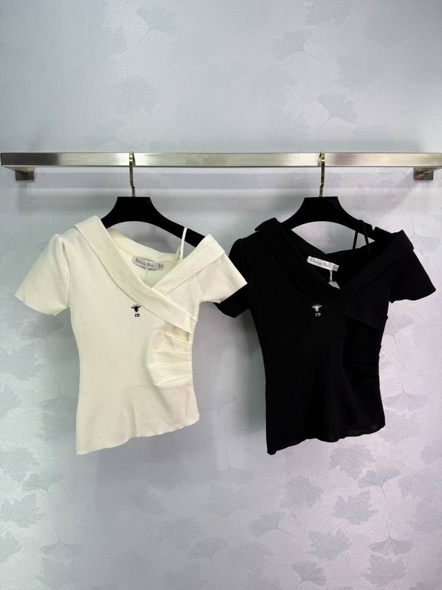 Dio*2025 New arrivals Off-shoulder knitted short-sleeved tops Customized Yb impo