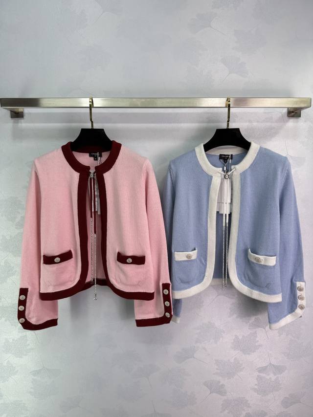 Chane*2025 New arrivals Lace-up contrasting knitted cardigan Customized Yb cashm