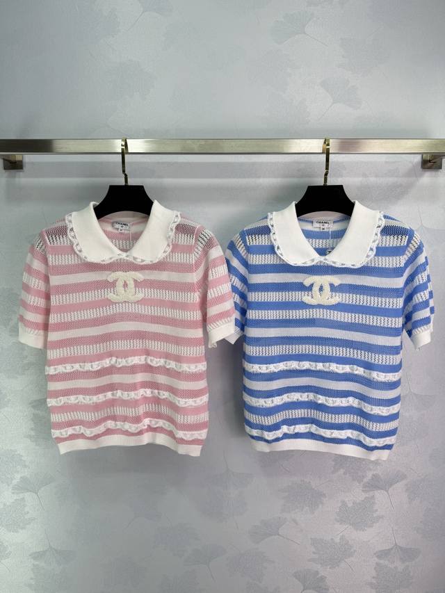 Chane* 2025 Spring and Summer new style doll collar knitted short sleeves! Custo