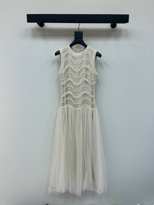 Dio*25 Spring and summer new arrival heavy weaving lace splicing tulle dress fak