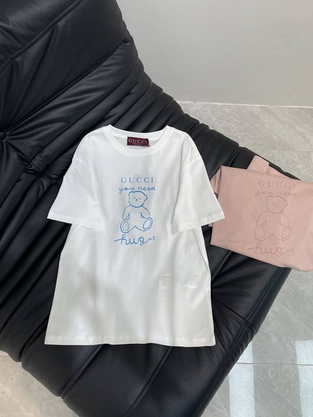 Gucc*25 Spring and summer new style childlike printed round neck short-sleeved T
