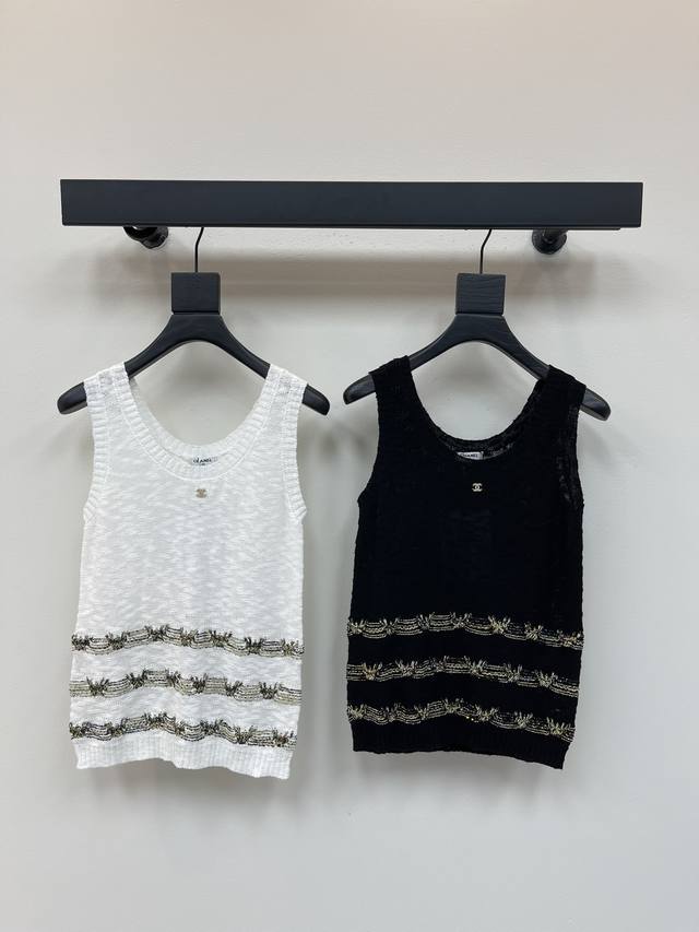 Chane*25 New style gold thread embroidery hem knitted vest custom made Yb cotton