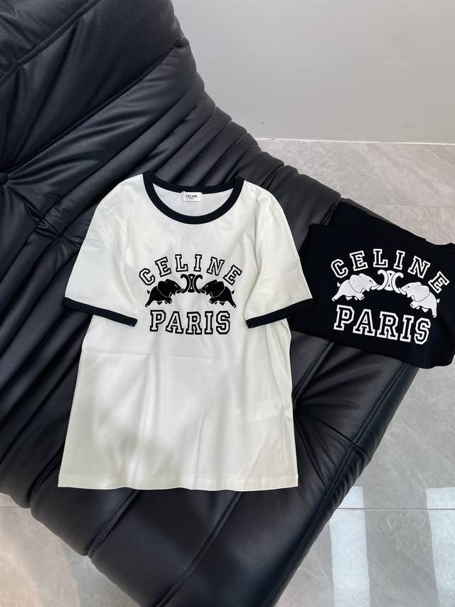 Celin*25 Spring and summer new flocked printed short-sleeved T-shirt custom Yb t