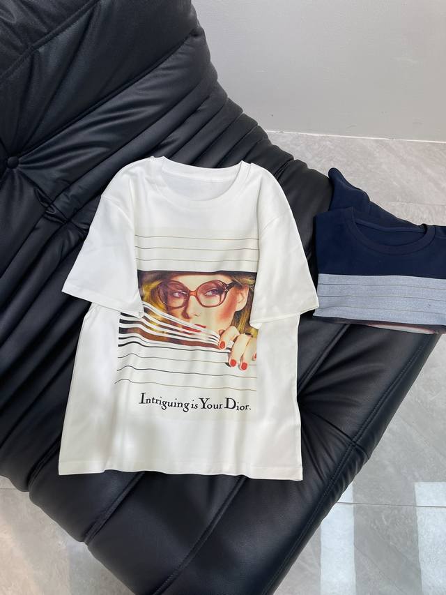 Dio*25 Spring and summer new portrait magazine cover print short-sleeved T-shirt