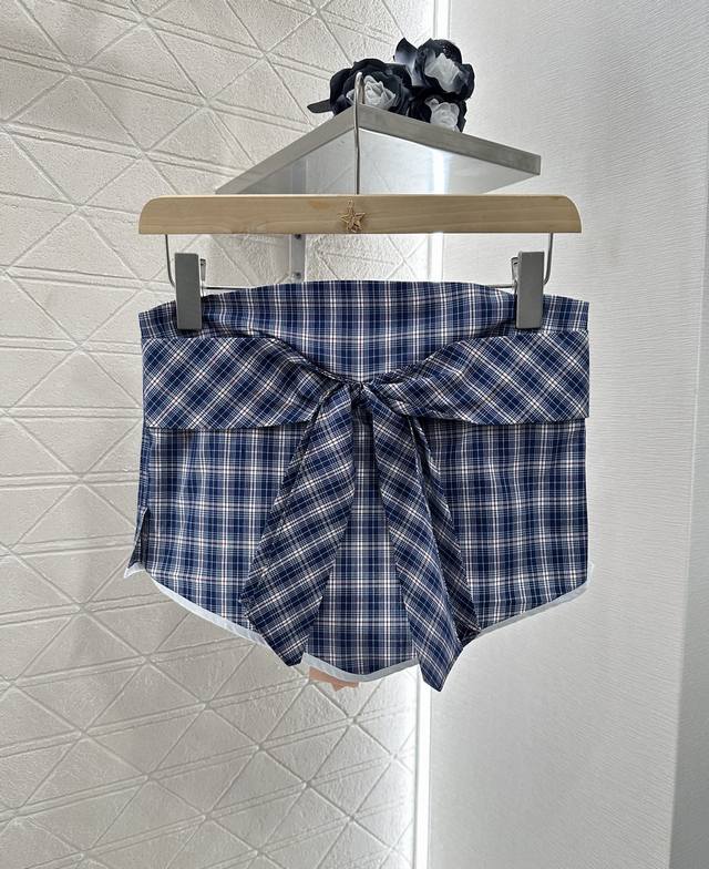 Miumi* New arrival Plaid tube top short skirt set Customized Yb original cotton