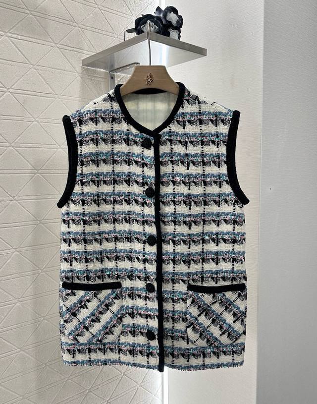 Valentin*2025 New arrivals Tweed sequin dress vest Customized Yb imported woolen