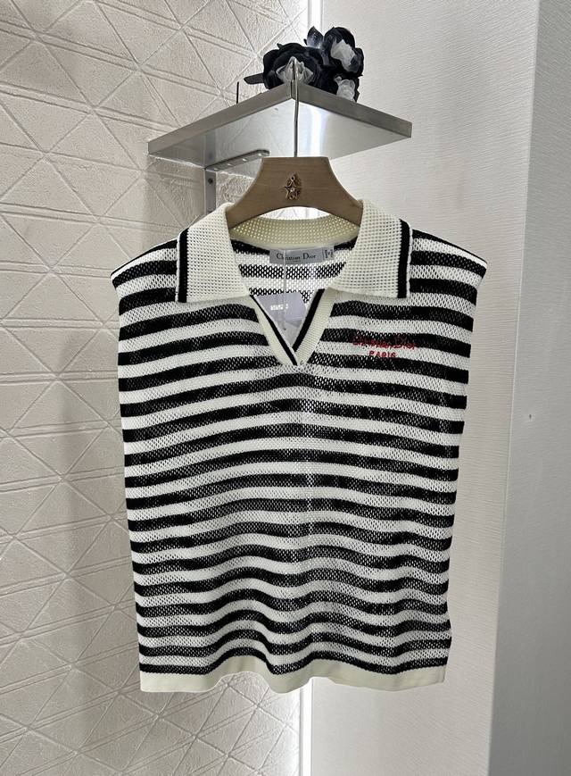 Dio*2025 New arrivals Lapel striped knitted vest Customized Yb imported yarn wov