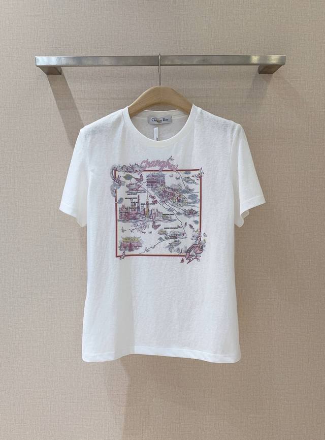 Dio*R Printed all-match T-shirt Printed round neck Tee, using the urban resort p